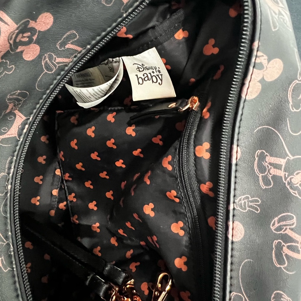 Petunia Pickle Bottom Black with Rose Gold Mickey Print Diaper Bag - Picture 9 of 11